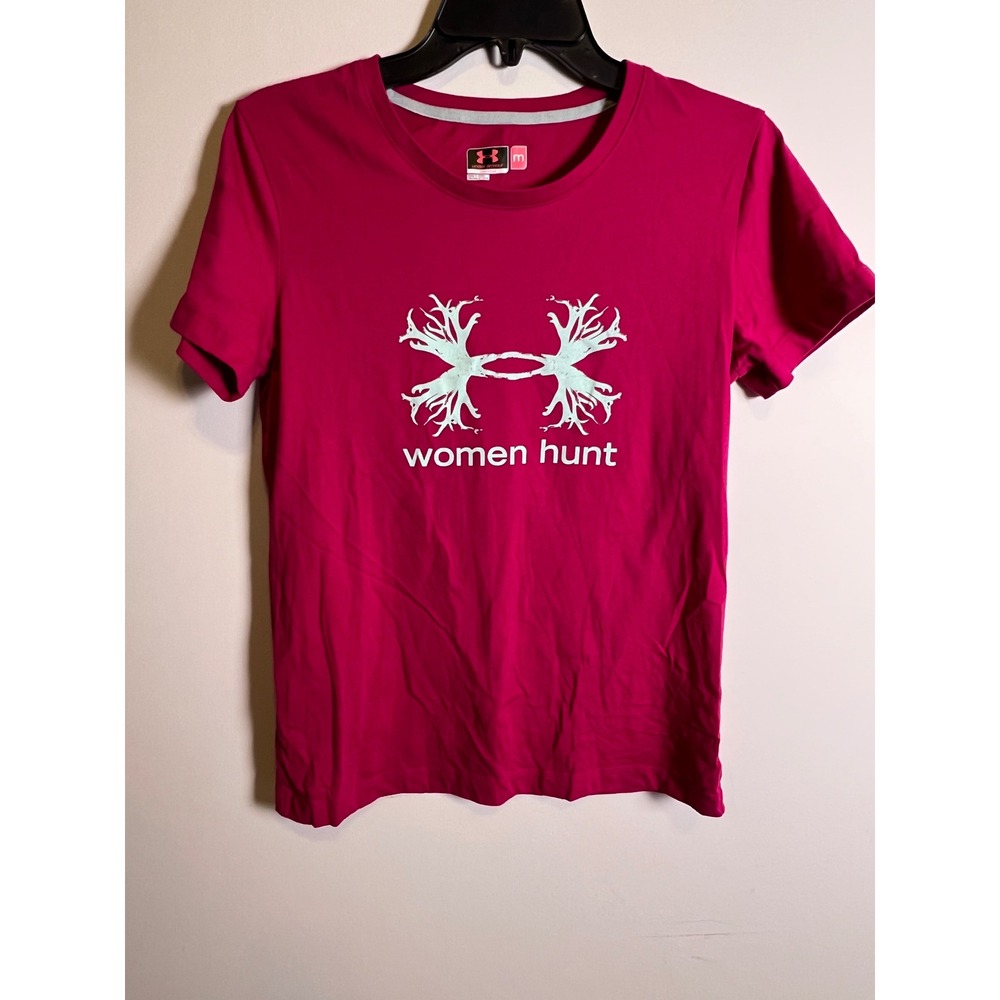 Under Armour Women Hunt Pink Semi Fitted‎ T Shirt Size Medium